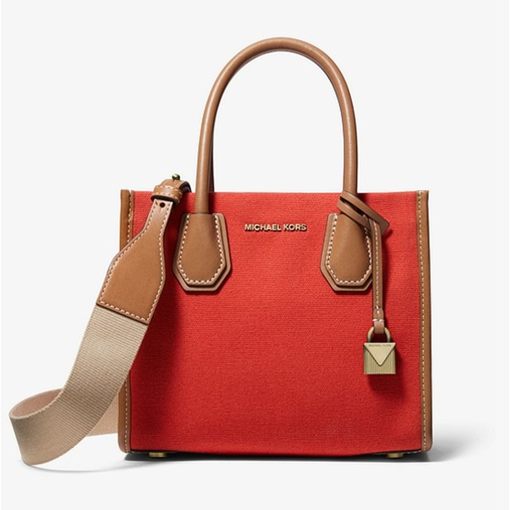 NWT MICHAEL KORS Mercer Canvas Crossbody ORANGE